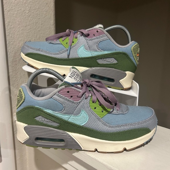 Nike Other - Nike Air Max 90 SE Low Sun Club Youth Size 6Y Womens 7.5 Blue Treeline Shoes